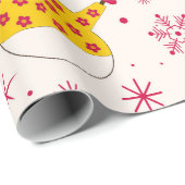 レトロのGroovy雪だるまパターンクリスマス ラッピングペーパー (ロールコーナー)