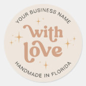 レトロのGroovy Bohoラブビジネスラベルで作る ラウンドシール (正面)