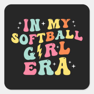 レトロのGroovy In My Softball Girl Era スクエアシール
