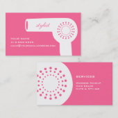 レトロのHairdryerのスタイリストのピンク 名刺 (正面/裏面)