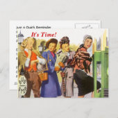 レトロのIt'sTime! アポイントメントのメモの郵便はがき インビテーションポストカード (正面/裏面)