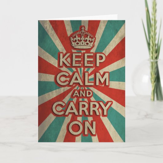 レトロのKeep Calm and Carry On カード (正面)