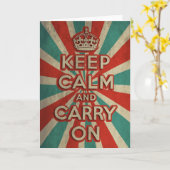 レトロのKeep Calm and Carry On カード (黄色い花)