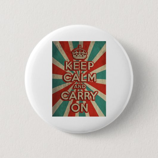 レトロのKeep Calm and Carry On 缶バッジ (正面)