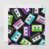 レトロのMixtapeのテーマの誕生会の招待の黒 招待状 (裏面)