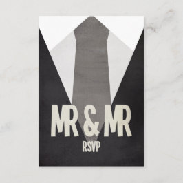 レトロのRSVPを結婚している氏及び氏Suit及びタイ 出欠カード