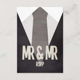 レトロのRSVPを結婚している氏及び氏Suit及びタイ 出欠カード