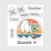 レトロのTレックスイースターバニーのコスチューム卵狩り名 シール (シート)