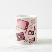 レトロのT.v.、レコード、レコードプレーヤー コーヒーマグカップ (中央)