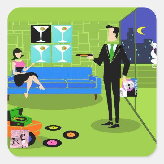 レトロのUrban Cartoon Couleスタンプ スクエアシール (正面)