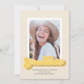 レトロのVibes （黄色）写真卒業の発表 招待状 (正面)