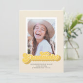 レトロのVibes （黄色）写真卒業の発表 招待状 (スタンド正面)