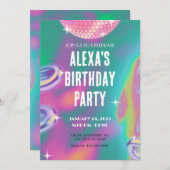 レトロのY2k誕生日パーティーの招待 招待状 (正面/裏面)