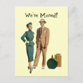 レトロはがきヴィンテージカップル発表引っ越しました 案内ポストカード (正面)