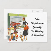 レトロはがきヴィンテージファミリー懇親会世帯 ポストカード (正面/裏面)