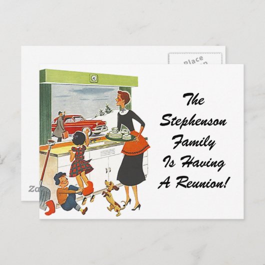 レトロはがきヴィンテージファミリー懇親会世帯 ポストカード (正面/裏面)