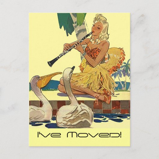 レトロはがきヴィンテージレディープールサイドスワントロピック 案内ポストカード (正面)