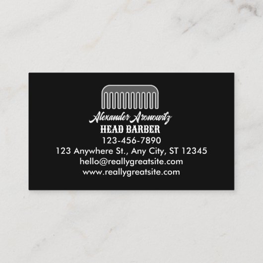 レトロはさみ櫛サロン美容師理容師店 名刺 (裏面)