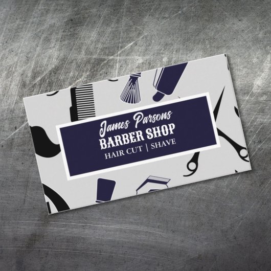 レトロはさみ櫛サロン美容師理容師店 名刺