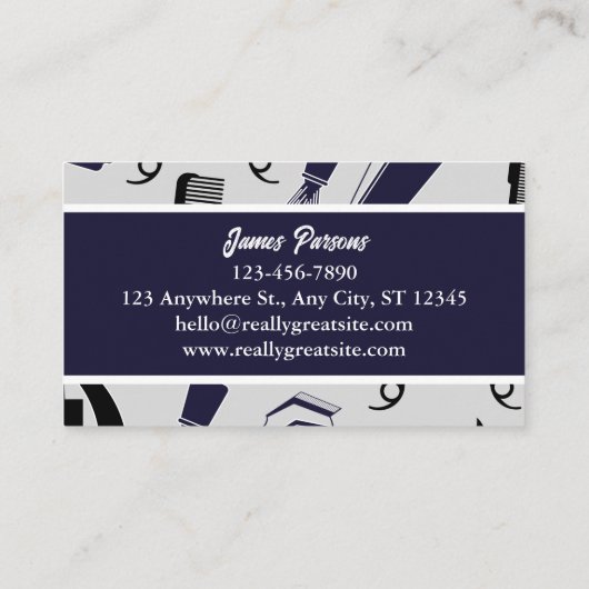 レトロはさみ櫛サロン美容師理容師店 名刺 (裏面)