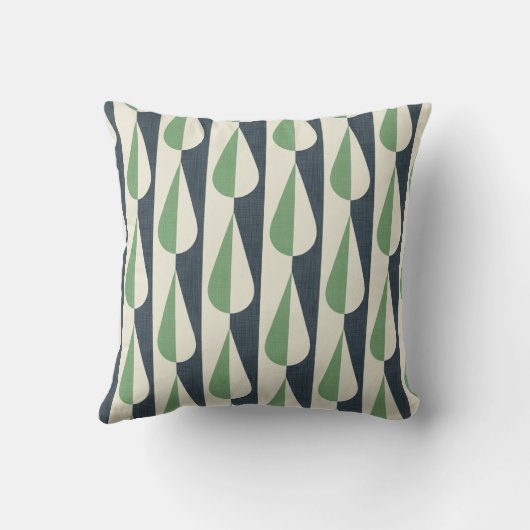 レトロはっきりしたな水滴は緑と灰色 クッション (裏面)