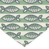 レトロはっきりしたな魚の緑と灰色 ロングテーブルランナー (コーナー)