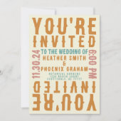 レトロはっきりしたの明るい写真とQRコード結婚 招待状 (正面)