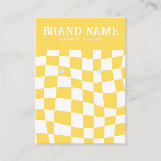 レトロはっきりしたイヤリング表示カードイエロー 名刺 (正面)