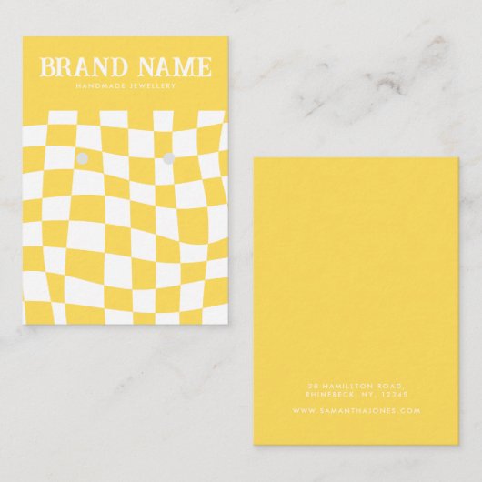 レトロはっきりしたイヤリング表示カードイエロー 名刺 (正面/裏面)