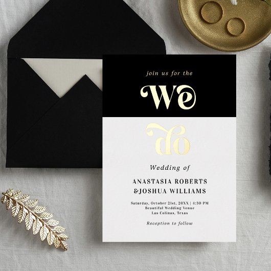 レトロはっきりしたウィー実在ド金箔結婚式招待状 箔招待状