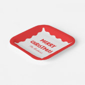 レトロはっきりしたウェーブレッドおもしろいカスタムメリークリスマス ペーパープレート (傾斜あり)