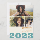 レトロはっきりしたオーバーサイズのGrad 4写真2023卒業 招待状 (裏面)