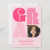 レトロはっきりしたオーバーサイズのGrad 4写真2023卒業 招待状 (正面)