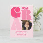 レトロはっきりしたオーバーサイズのGrad 4写真2023卒業 招待状 (スタンド正面)