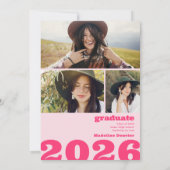 レトロはっきりしたオーバーサイズのGrad 4写真2023卒業 招待状 (裏面)