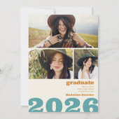 レトロはっきりしたオーバーサイズのGrad 4写真2023卒業 招待状 (裏面)