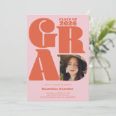 レトロはっきりしたオーバーサイズのGrad 4写真2023卒業 招待状 (スタンド正面)