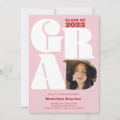 レトロはっきりしたオーバーサイズのGrad 4写真2023卒業 招待状 (正面)