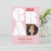 レトロはっきりしたオーバーサイズのGrad 4写真2023卒業 招待状 (スタンド正面)