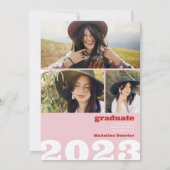 レトロはっきりしたオーバーサイズのGrad 4写真2023卒業 招待状 (裏面)