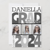 レトロはっきりしたオーバーサイズ白黒グラッドパーティー 招待状 (正面)