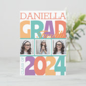 レトロはっきりしたオーバーサイズ3フォトグラッドパーティー 招待状 (スタンド正面)