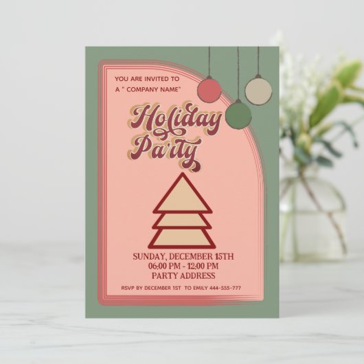 レトロはっきりしたカラフルおもしろい会社パーティの招待状 招待状 (スタンド正面)