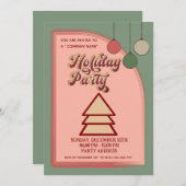 レトロはっきりしたカラフルおもしろい会社パーティの招待状 招待状 (正面/裏面)