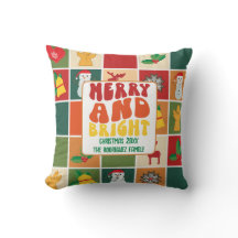 レトロはっきりしたカラフルファミリーネームクリスマスホリデー