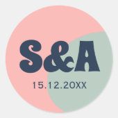 レトロはっきりしたカラフル結婚の ラウンドシール (正面)