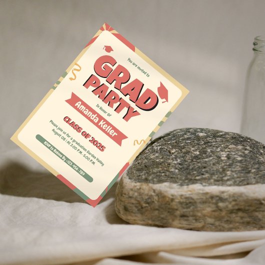 レトロはっきりしたグラードパーティの招待状 招待状