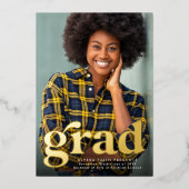 レトロはっきりしたグラード1号写真卒業の発表 箔招待状 (正面)