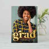 レトロはっきりしたグラード1号写真卒業の発表 箔招待状 (立ち正面)