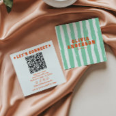 レトロはっきりしたグリーンボホグルーヴィトレンディーユニークQRコード スクエア名刺